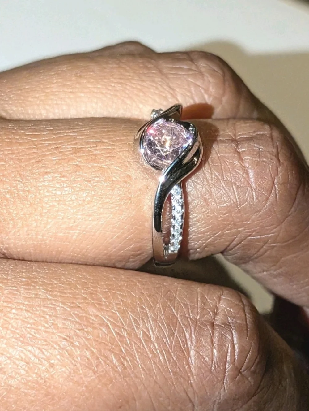 2Ct Round Cut Lab Created Pink Sapphire Minimalist Ring 14K White Gold Plated